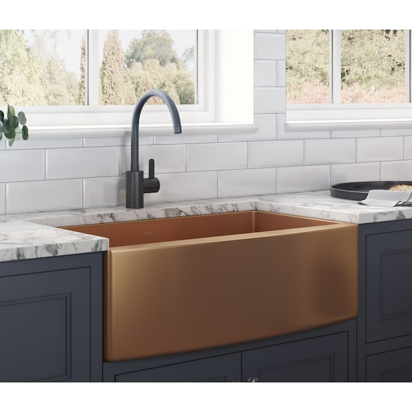 Ruvati 36" Apron-Front Farmhouse Kitchen SinkCopper Tone SS Sgl Bowl RVH9880CP - main